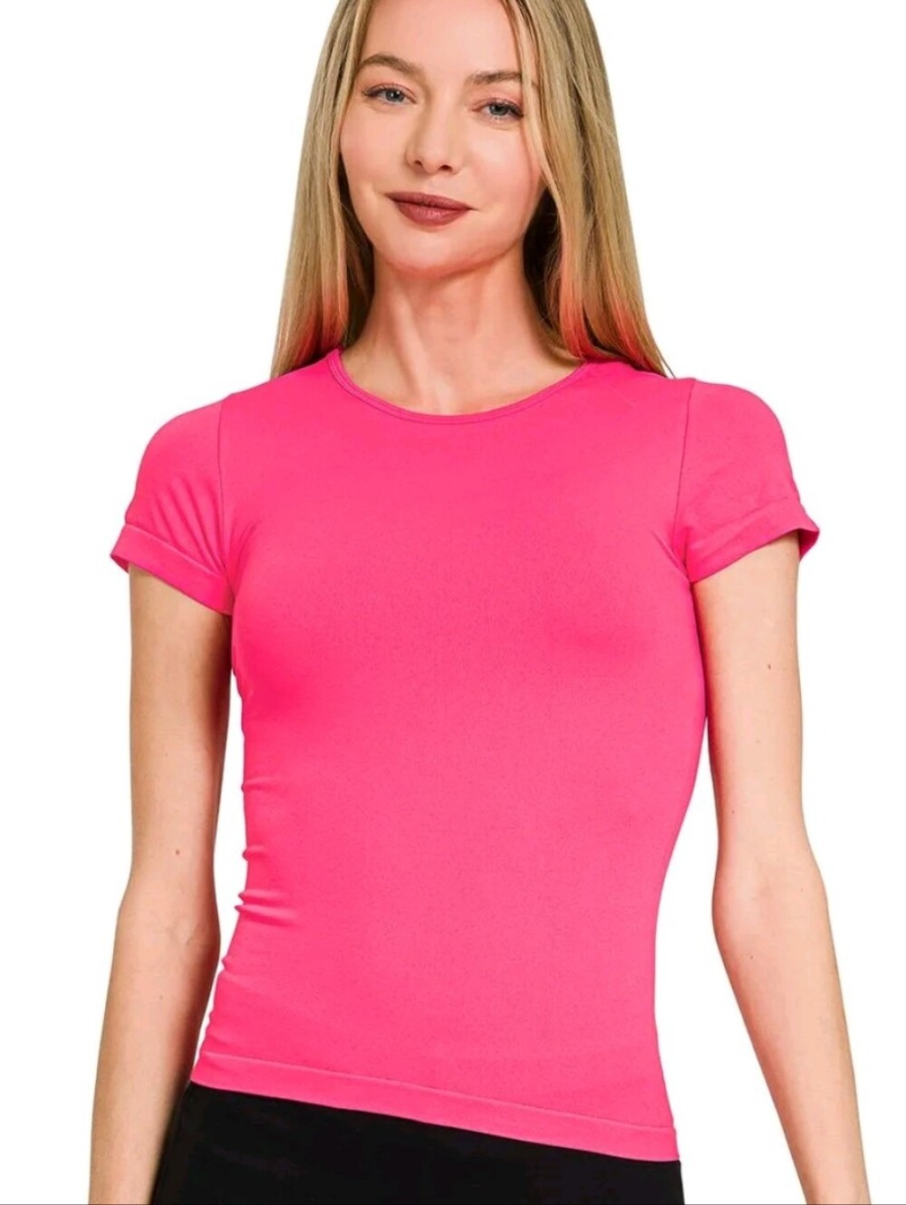 Zenana Fitted Top In Fushia Sz S/M NWOT